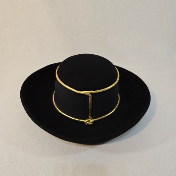 USA Vintage SONNI SAN FRANCISCO Festival Artsy Black 100% Wool Felt Women's HAT. - Picture 10 of 17